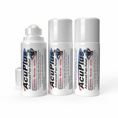 AcuPlus 3 oz Pain Relief Roll-On 3 Pack – Hands-Free Menthol Pain Relief for Muscles and Joints