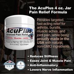 AcuPlus 4 oz Pain Relief Cream 3 Pack – Menthol Topical Analgesic for Muscle and Joint Aches. Best Value Set