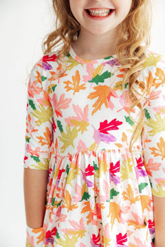 Falling Leaves 3/4 Sleeve Pocket Twirl Dress
